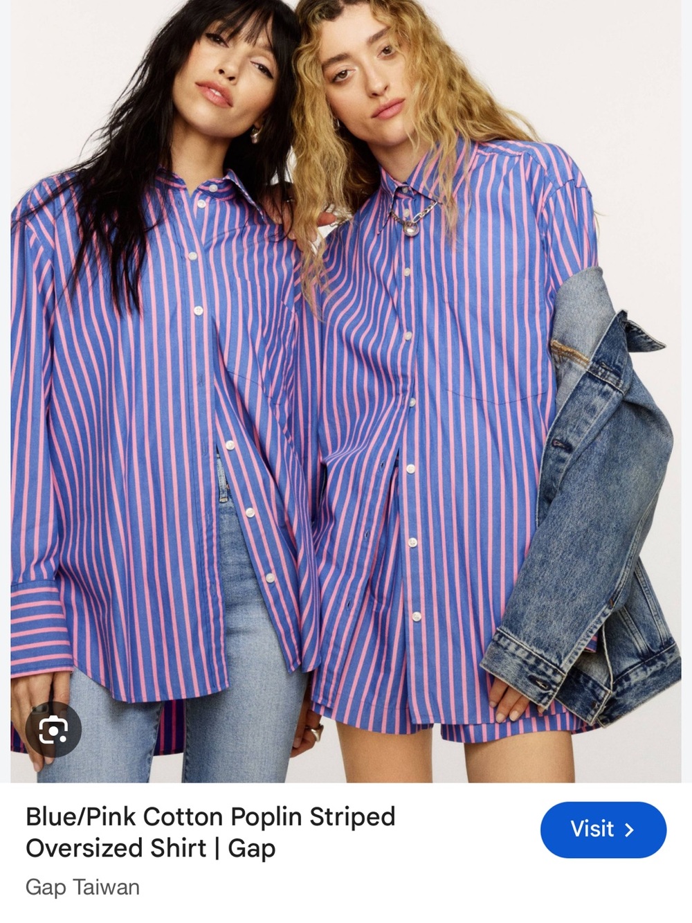 GAP Blue and Pink Striped Button-Down Shirt